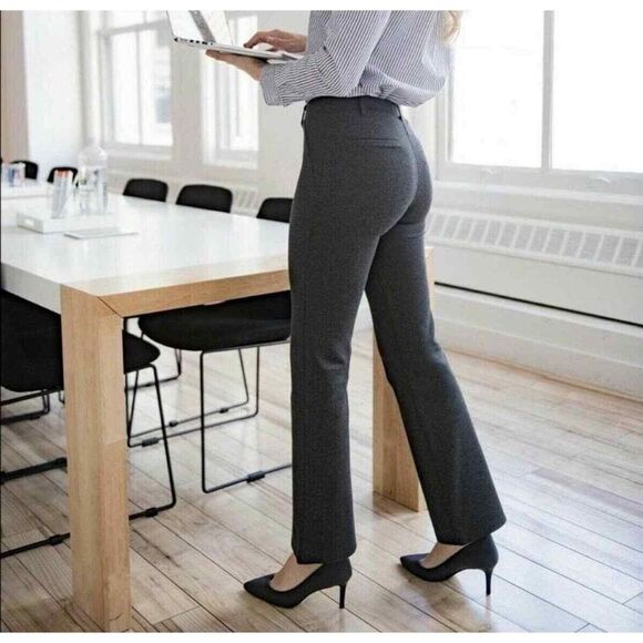 Betabrand Classic Dress Pants Size Medium Yoga Bootcut Charcoal Gray Stretch - Picture 1 of 9